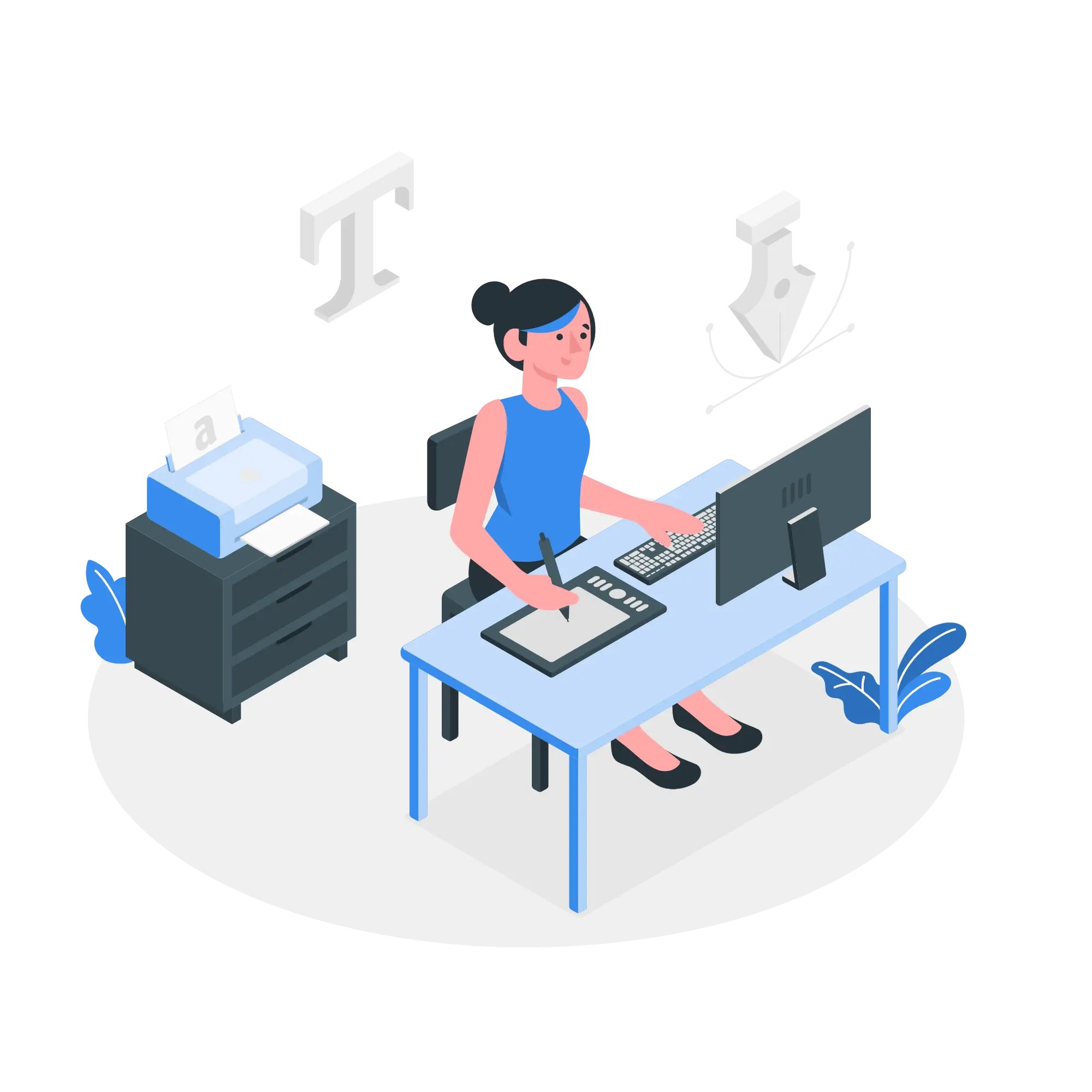 Designer girl-amico2 Illustration pour les solutions matérielles de Semaphors expert en prestataire informatique de santé