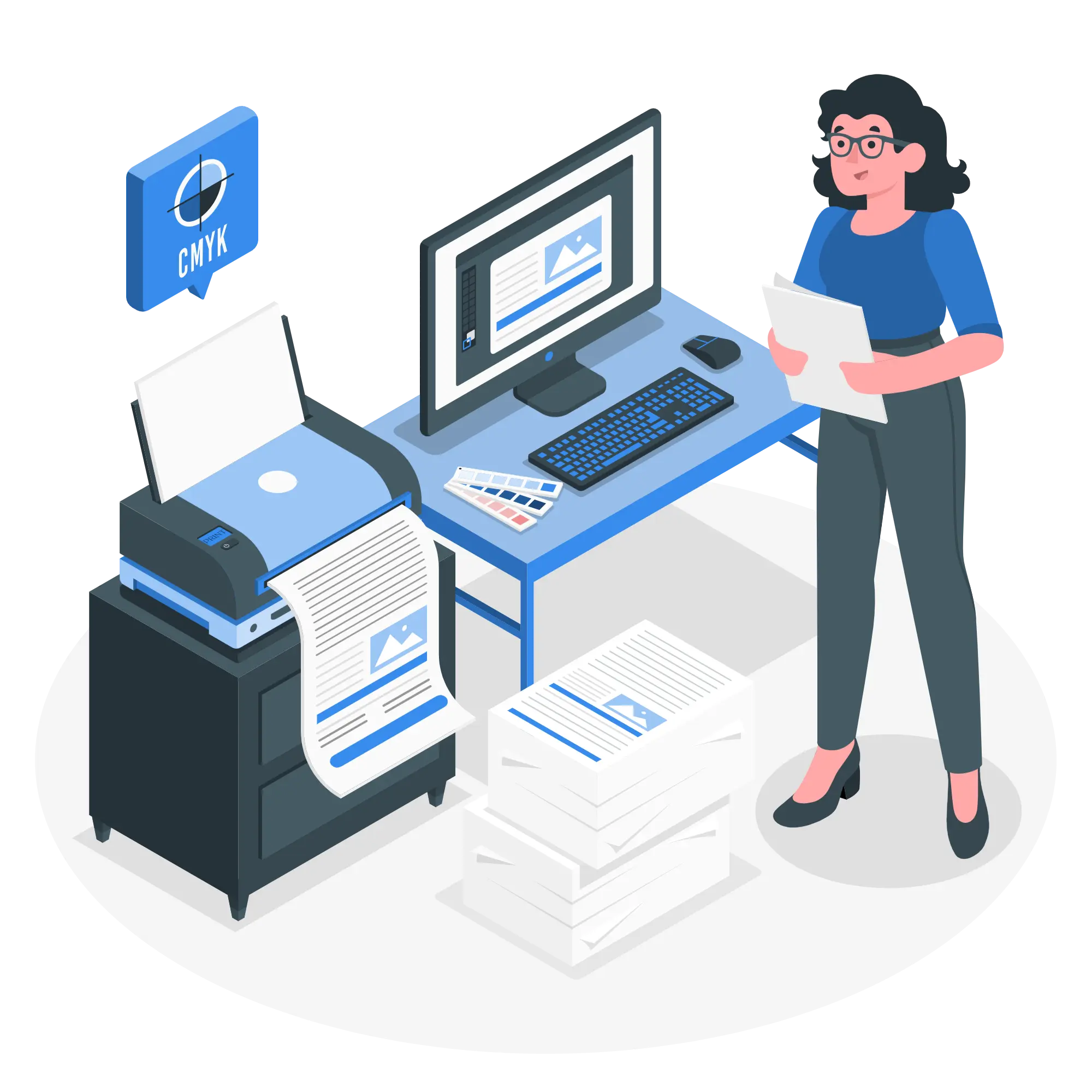 Printer-amico Illustration pour les solutions matérielles