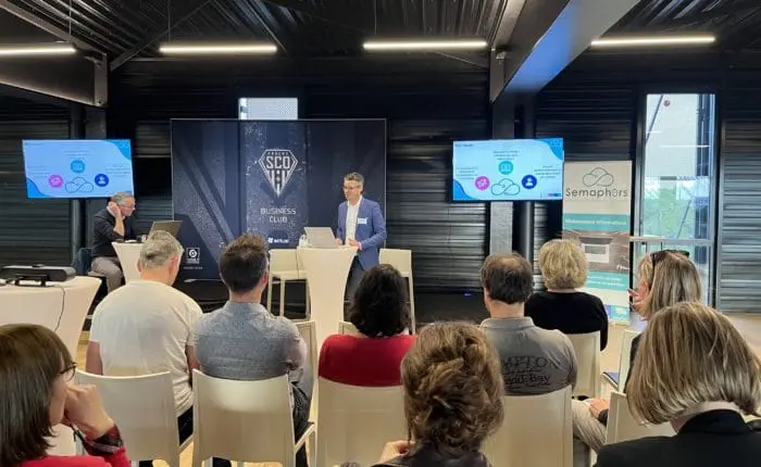 Photo de Arnaud Germain, directeur de Semaphors, expert en informatique de santé et logiciel médecins, à la soirée Ségur de la santé à Angers