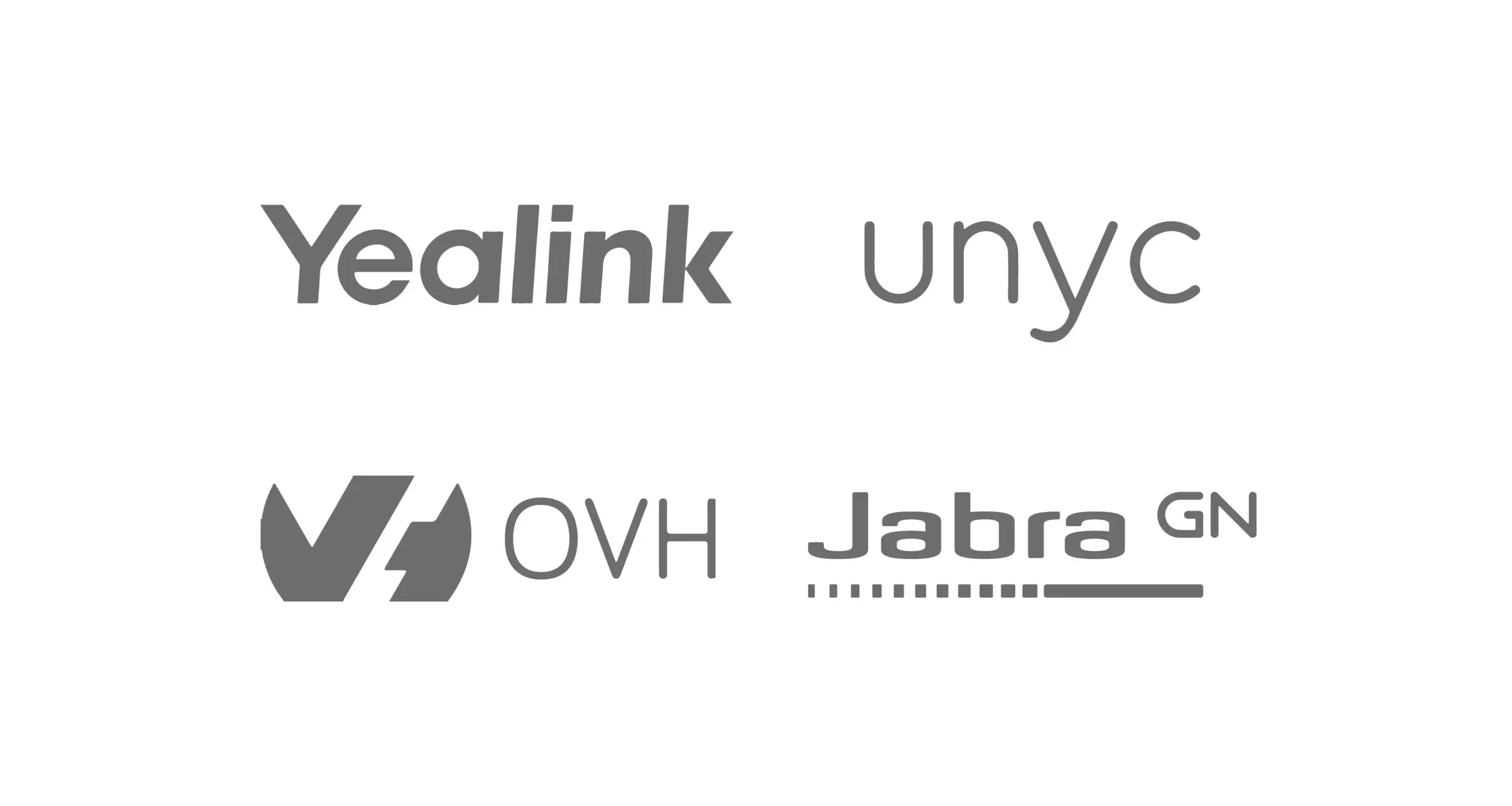 yealink Image avec les 4 logos des entreprises partenaires de Semaphors, votre expert en informatique de santé et en logiciels médecins